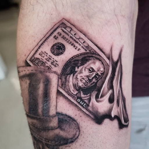 Explore gangster sleeve tattoo ideas, creative tattoo ideas in Fleetwood, available at Fodor Ink Tattoo Studio