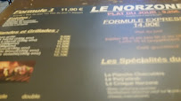 Restaurant Le Norzone à Fretin (le menu)