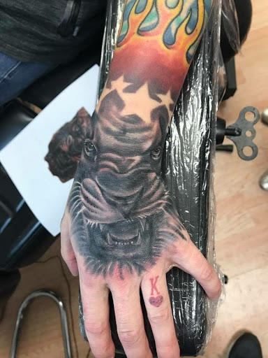 Explore mandalorian tattoo ideas, creative tattoo ideas in Flint, available at Studio 42 Tattoo