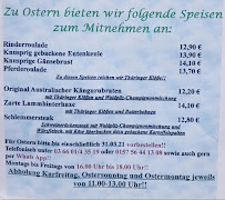 Menu du Holzlandstube à Bad Klosterlausnitz