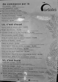 Restaurant français Les Artistes à Massy (la carte)