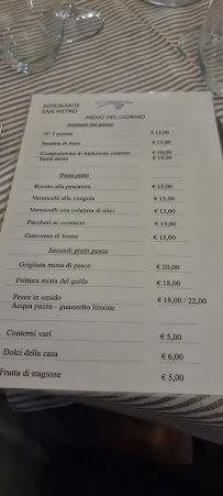 Menu du Ristorante S. Pietro à Cetara