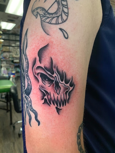 Explore patriotic sleeve tattoo ideas, creative tattoo ideas in San Leandro, available at Pastime Tattoo