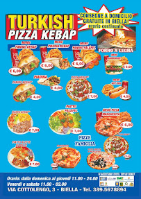 Carte du Turkish Kebab Pizza à Biella