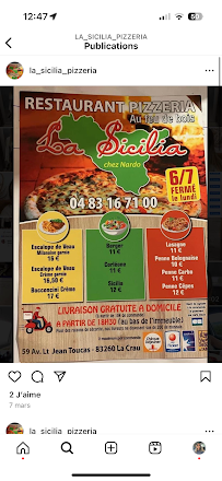 Menu / carte de Pizzeria Restaurant La Sicilia à La Crau