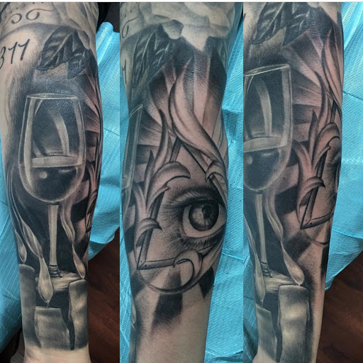 Explore traditional neck tattoo ideas, creative tattoo ideas in Hanford, available at 92 Proof Tattoo