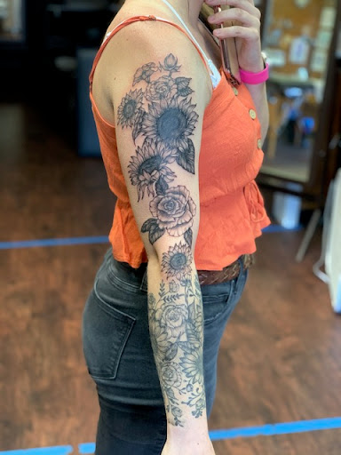 Explore cloud sleeve tattoo ideas, creative tattoo ideas in Molalla, available at Back40Tattoo