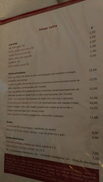 Adega Velha à Mourão menu