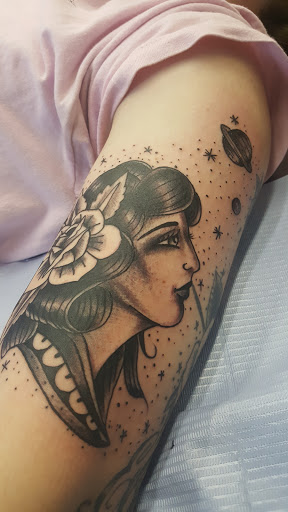 Explore half sleeve family tattoo ideas, creative tattoo ideas in Ocala, available at Lone Wolf Tattoo