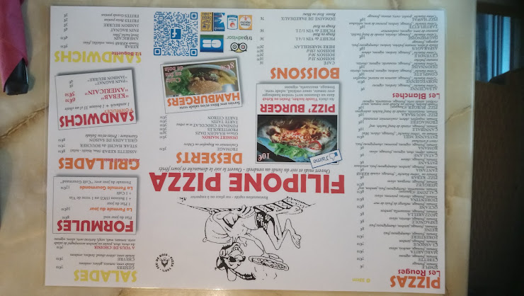 menu du Restaurant Filipone Pizza au feu de bois à Montpellier