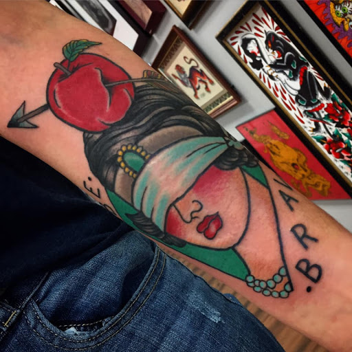 Explore wifes name tattoo ideas, creative tattoo ideas in Bristol, available at Golden Rule Tattoo