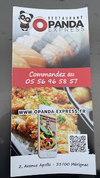 Menu / carte de Restaurant ô panda à Mérignac à Mérignac