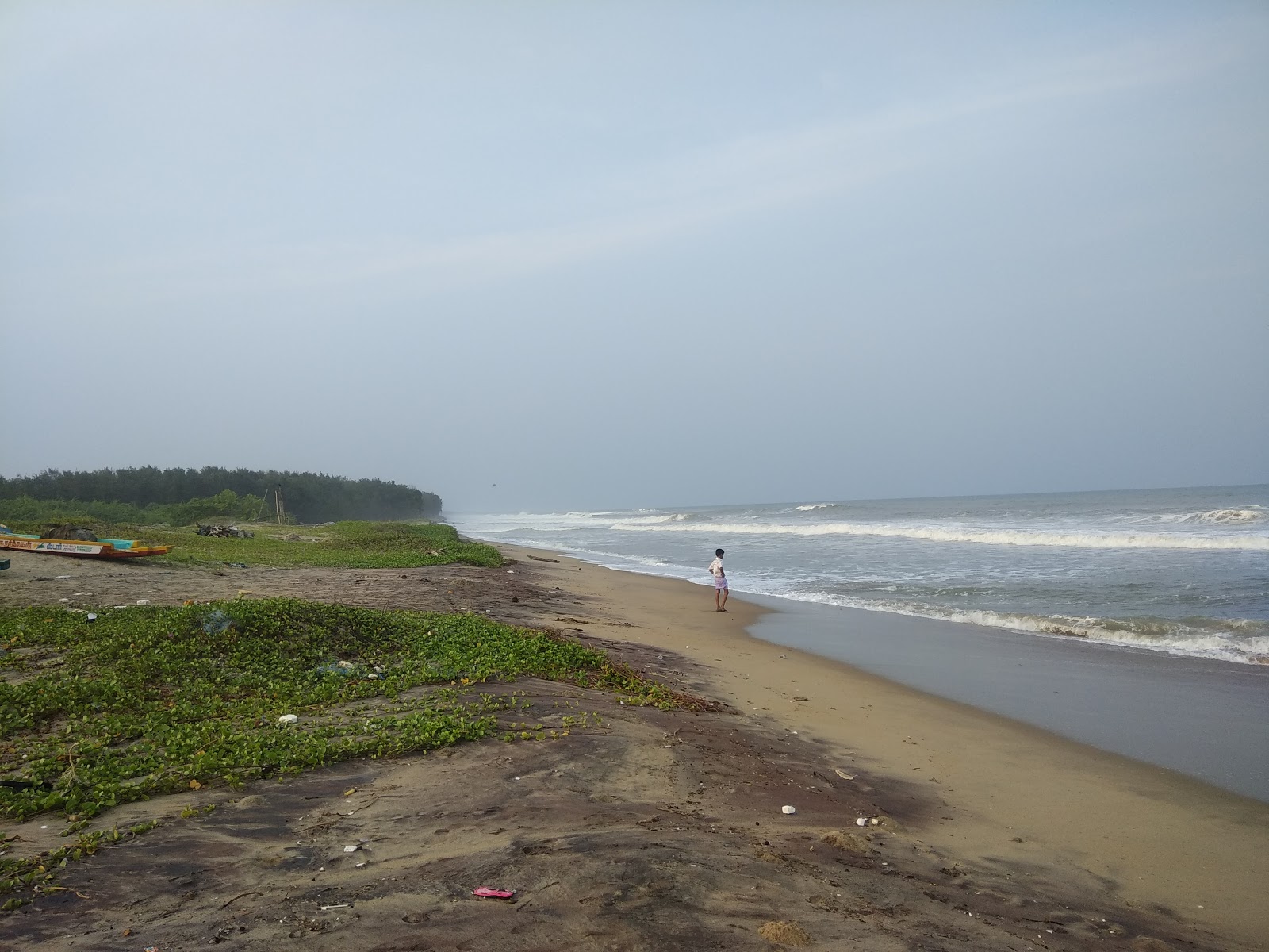 Fotografija Thirumullaivasal Beach z dolga ravna obala