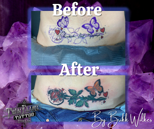 Explore birth and death date tattoo ideas, creative tattoo ideas in Pineville, available at Twin Flame Tattoo & Skincare