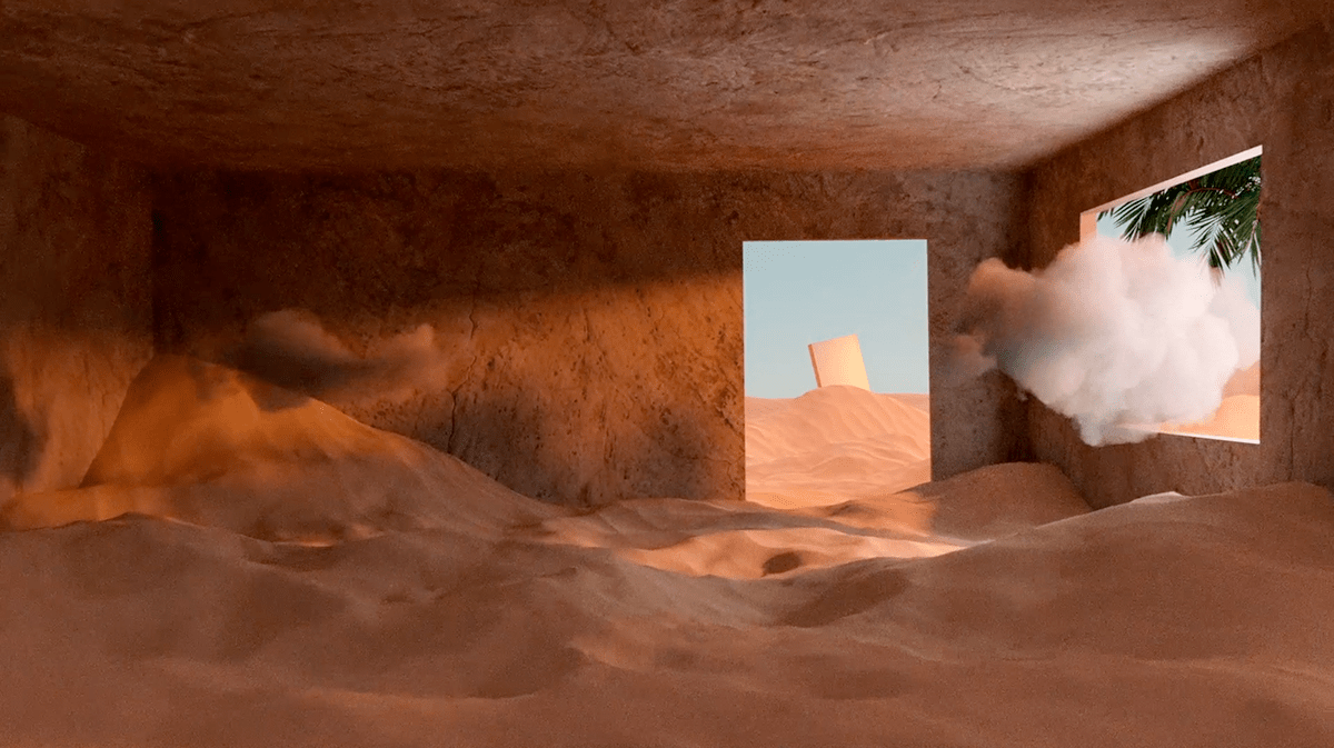 2D 3D animation  desert fantasy Landscape motion nft surreal 3dart