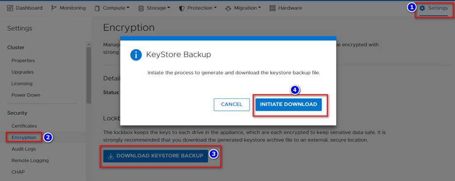 Backup Dell EMC PowerStore Encryption Key