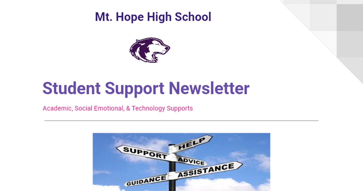 Student Support Newsletter