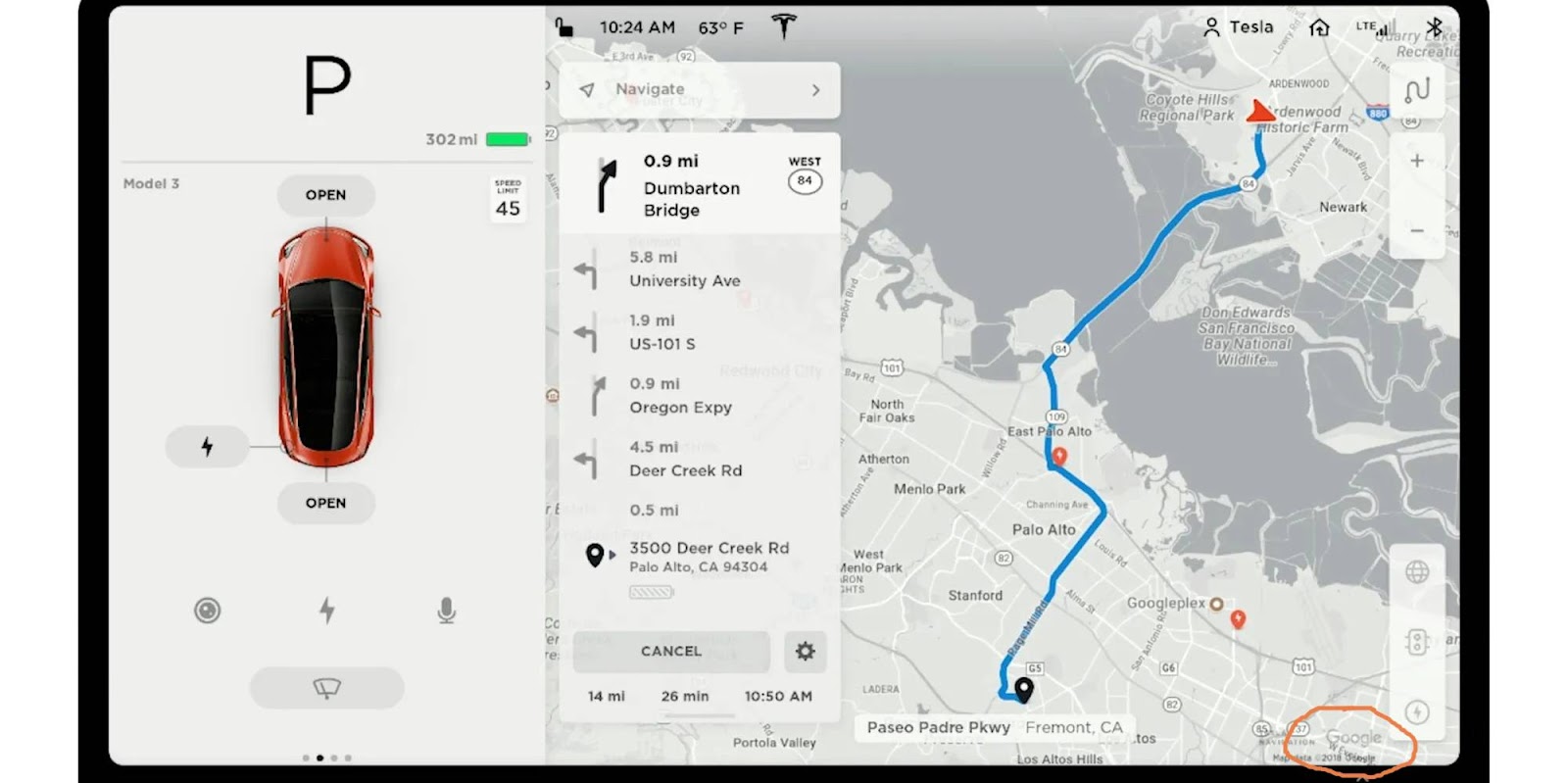 does Tesla use google maps