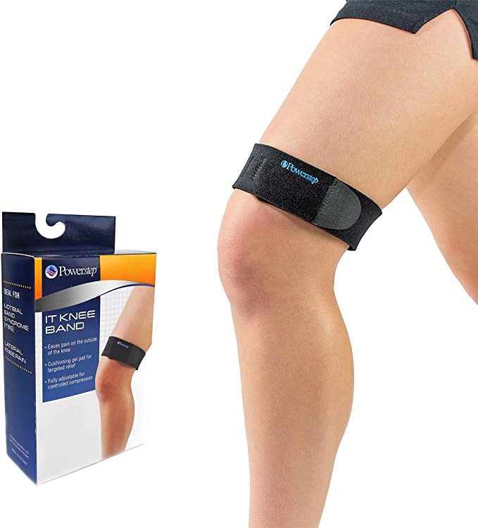 Powerstep IT Knee Band – Adjustable Compression Wrap with Built-in Gel Pad – Support Knee Brace for Iliotibial Band Pain