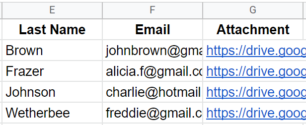 Pasting links to attachments in a Google Sheet