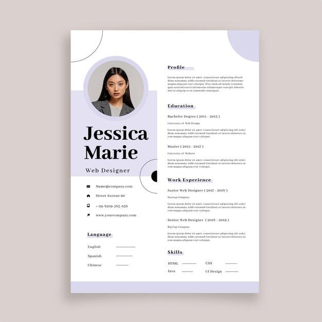 Minimalist cv template with photo Free Vector