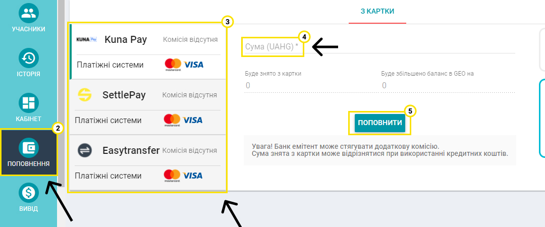 Deposit step 1