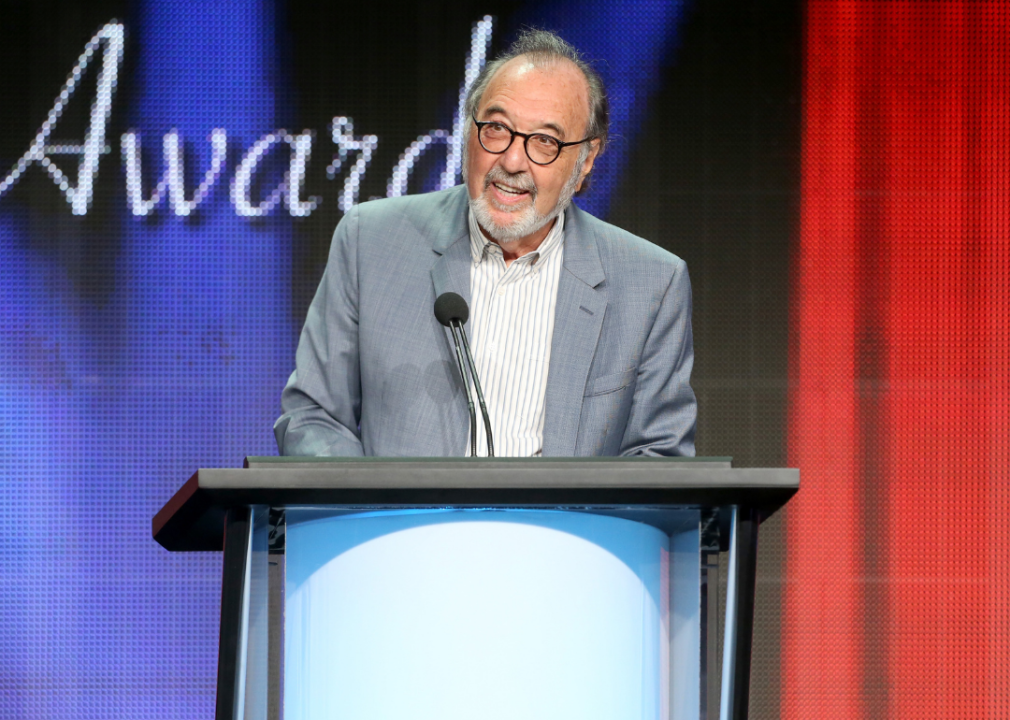 James L. Brooks speaking at award event.