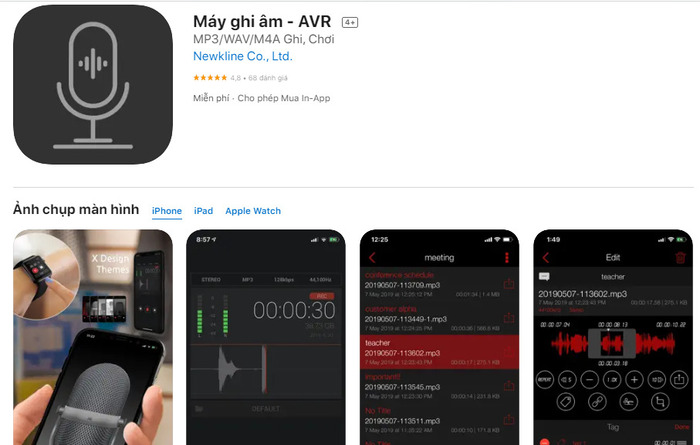  AVR ứng dụng ghi âm nhanh chóng trên iPhone