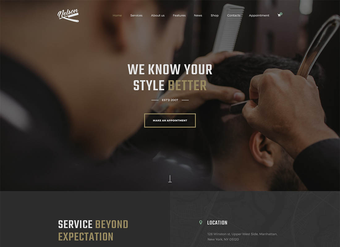 Nelson - Tema de WordPress para barbería y tatuajes
