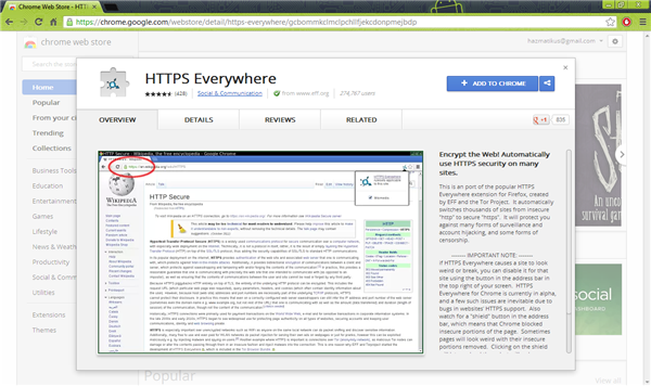 Install HTTPS Everywhere on Google Chrome