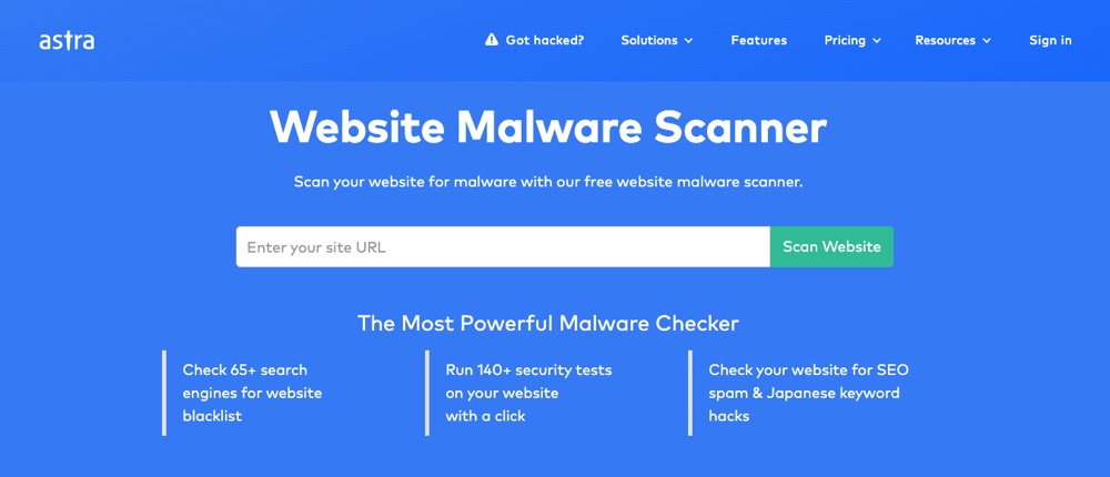 Scanner gratuito de segurança Astra
