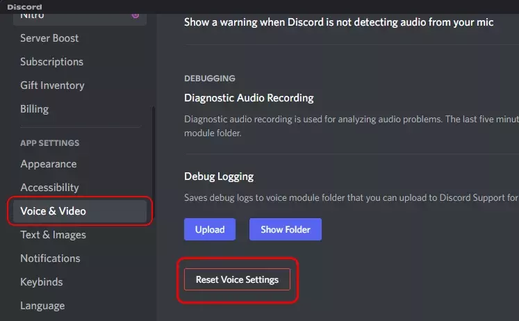 Reset Voice Settings on Discord