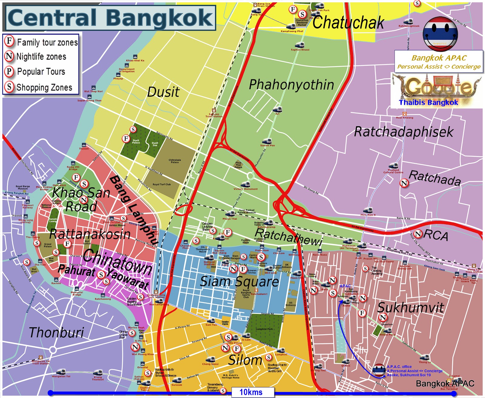 Bangkok Tourist Attractions Map Bangkok Map With Tour