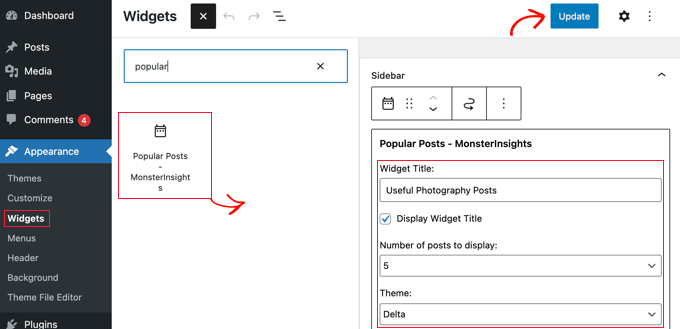 Adicione o widget de postagens populares à sua barra lateral