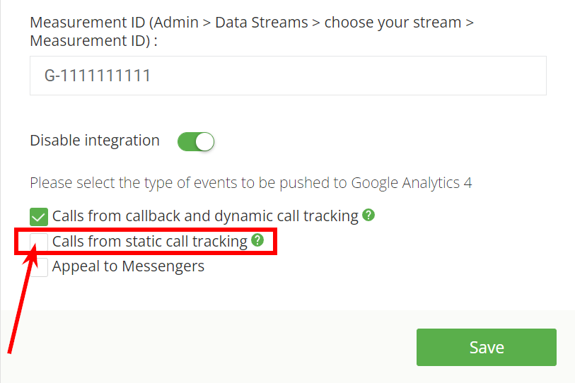 Google Analytics 4, static call tracking data transfer