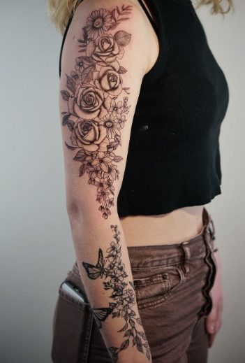 Realistic Fabulous Floral Tattoo