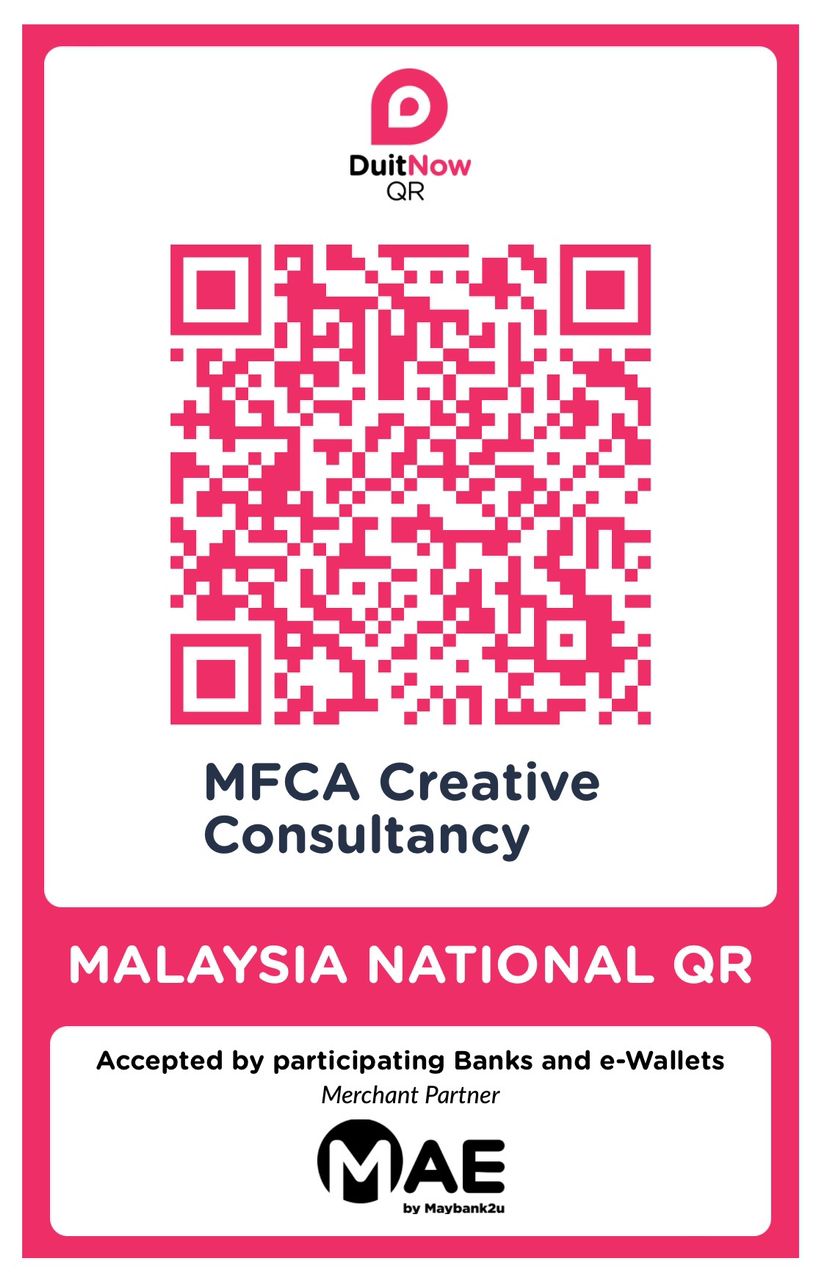 Ticket Price : RM100 per pax

Reference : MFCA2023

Option 1 :
MFCA Creative Consultancy
Maybank 562843559990

Option 2 : 
Scan your payment here 