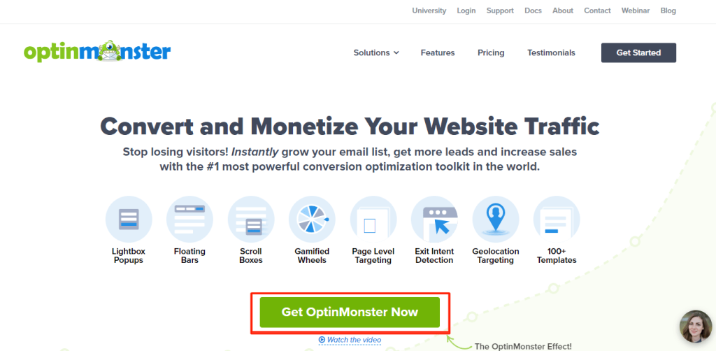OptinMonster- Click on Get optinMonster now