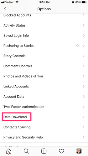 download all instagram data download