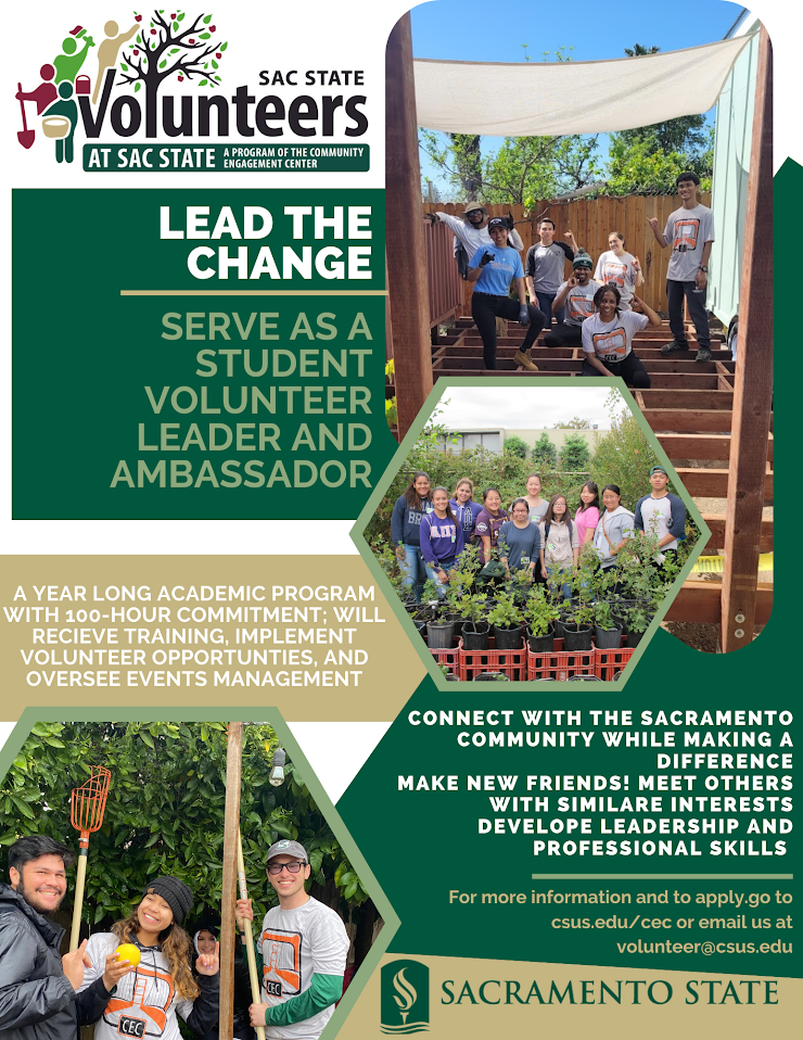 Promotional Flyer for Student Volunteer Leader and Ambassador Program. Program details follow in next section.