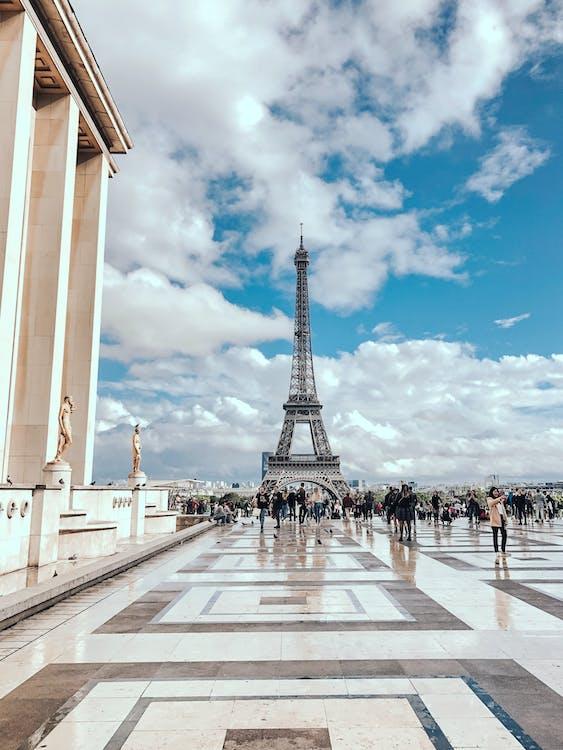 Free People Walking Near Eiffel Tower Stock Photo