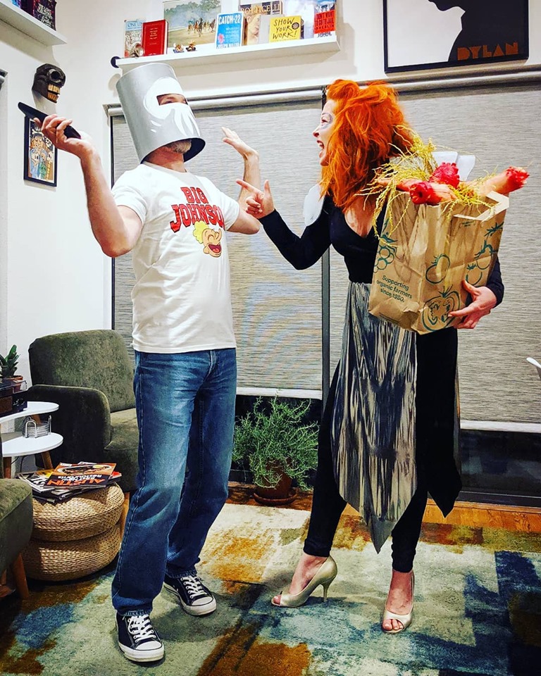 Adam and Katey Owners of Cultsub Go As Summer and Hemorrhage for Halloween with Big Johnson T-shirt