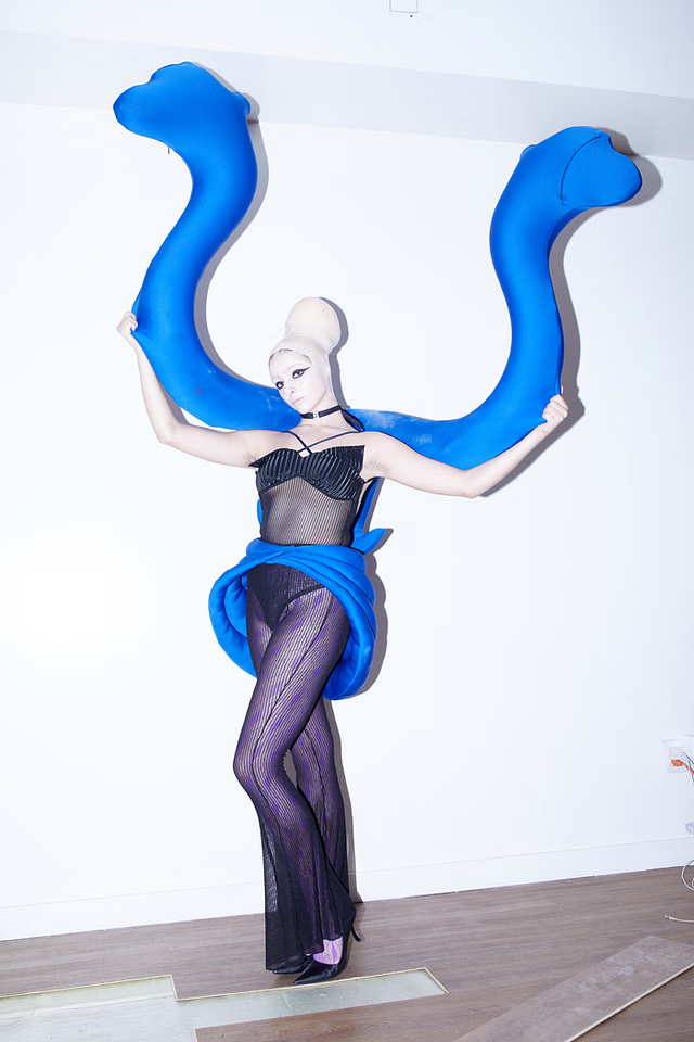 Model rocking Bad Bing tong tong for New York Fashion Week 2023