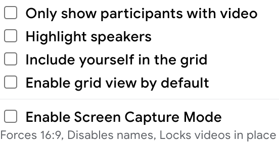 option for google grid view