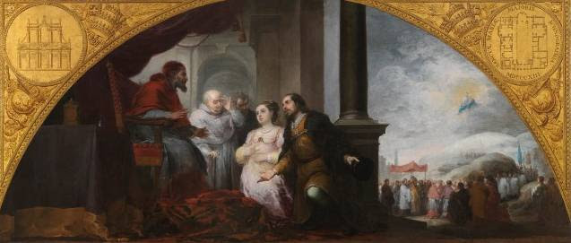 El patricio revelando su sueño al Papa Liberio Bartolomé Esteban Murillo Óleo sobre tela, 232 x 522 cm 1662 - 1665 Madrid, Museo Nacional del Prado