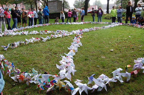 celebration of International Peace Day - pinwheels made by schoolchildren - St. John, New Brunswick