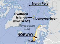 Map of Norway and Svalbard Islands