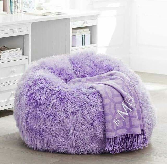 fuzzy purple bean bag chair