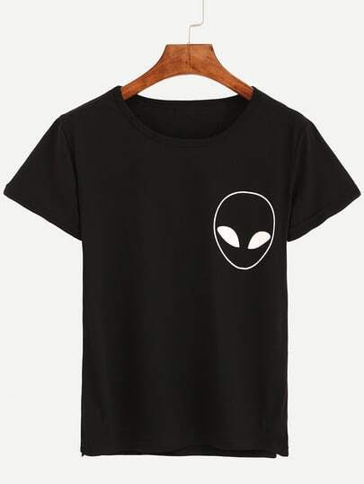 Alien Print T-shirt - Black