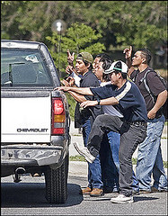 Day laborers outside the Home Depot at the Rhode Island Avenue Plaza - Photo by Pouya Dianat/The Washington Post